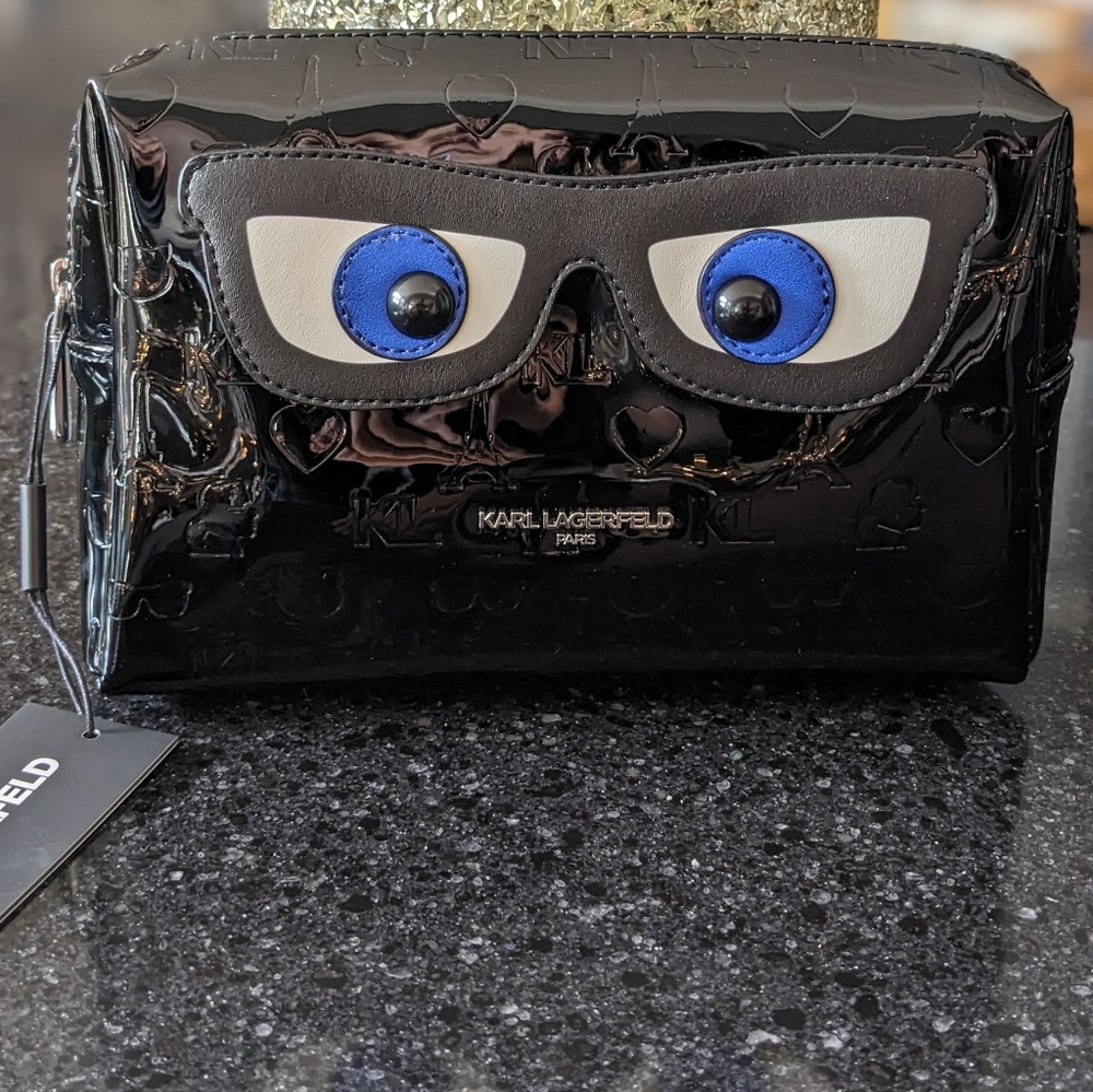 Karl Lagerfeld Paris Matbelle Mr Glasses Cosmetic Bag Pouch Nwt ❤️